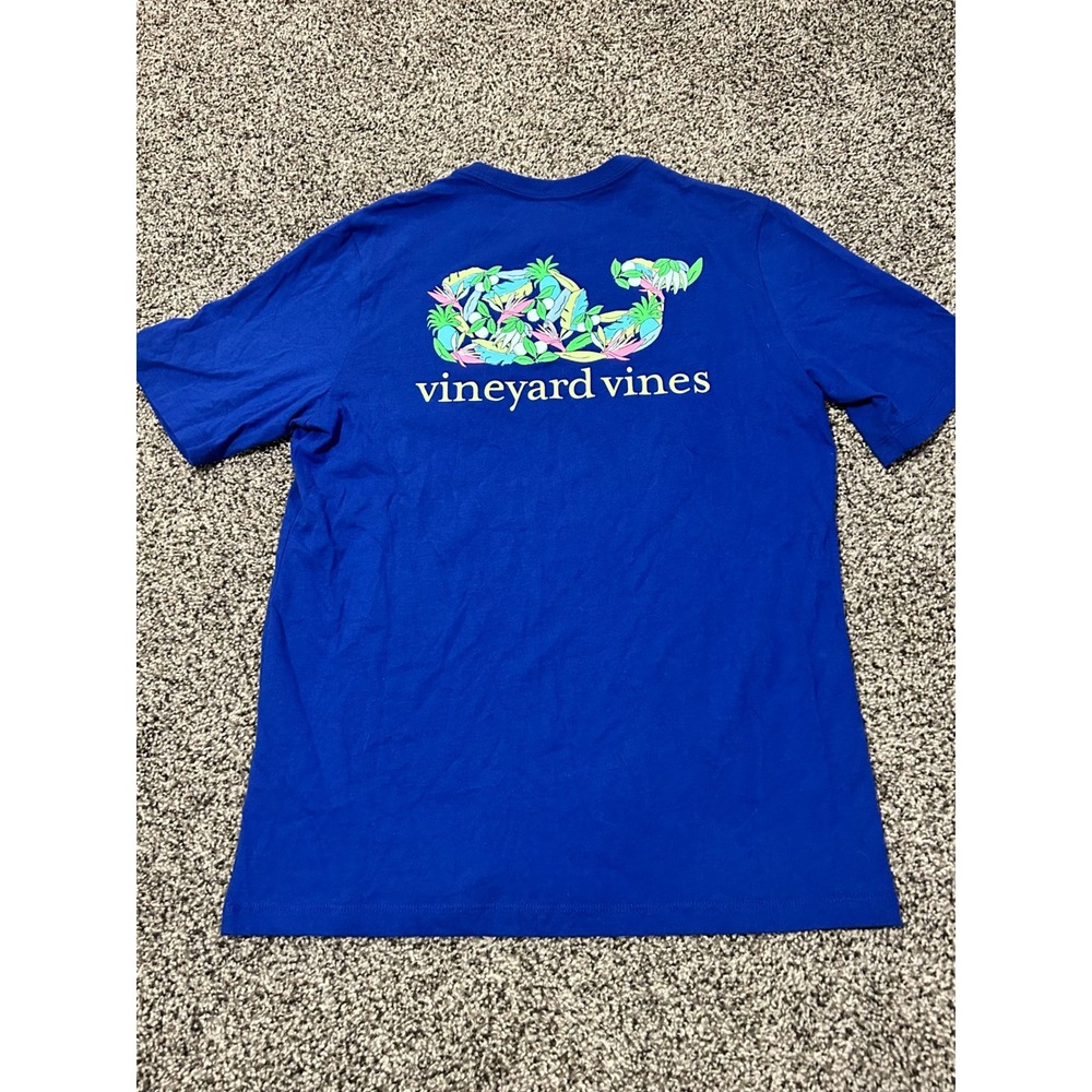 K48 Vineyard Vines Kids T-Shirt Whale Print Pocket Crew Neck‎ Tee Blue L (16)